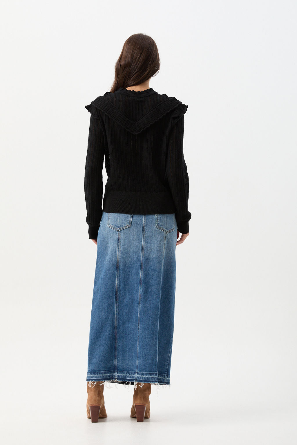 cloth+paper+scissors Knitwear Knit Ruffle Detail Jumper - Black Magic