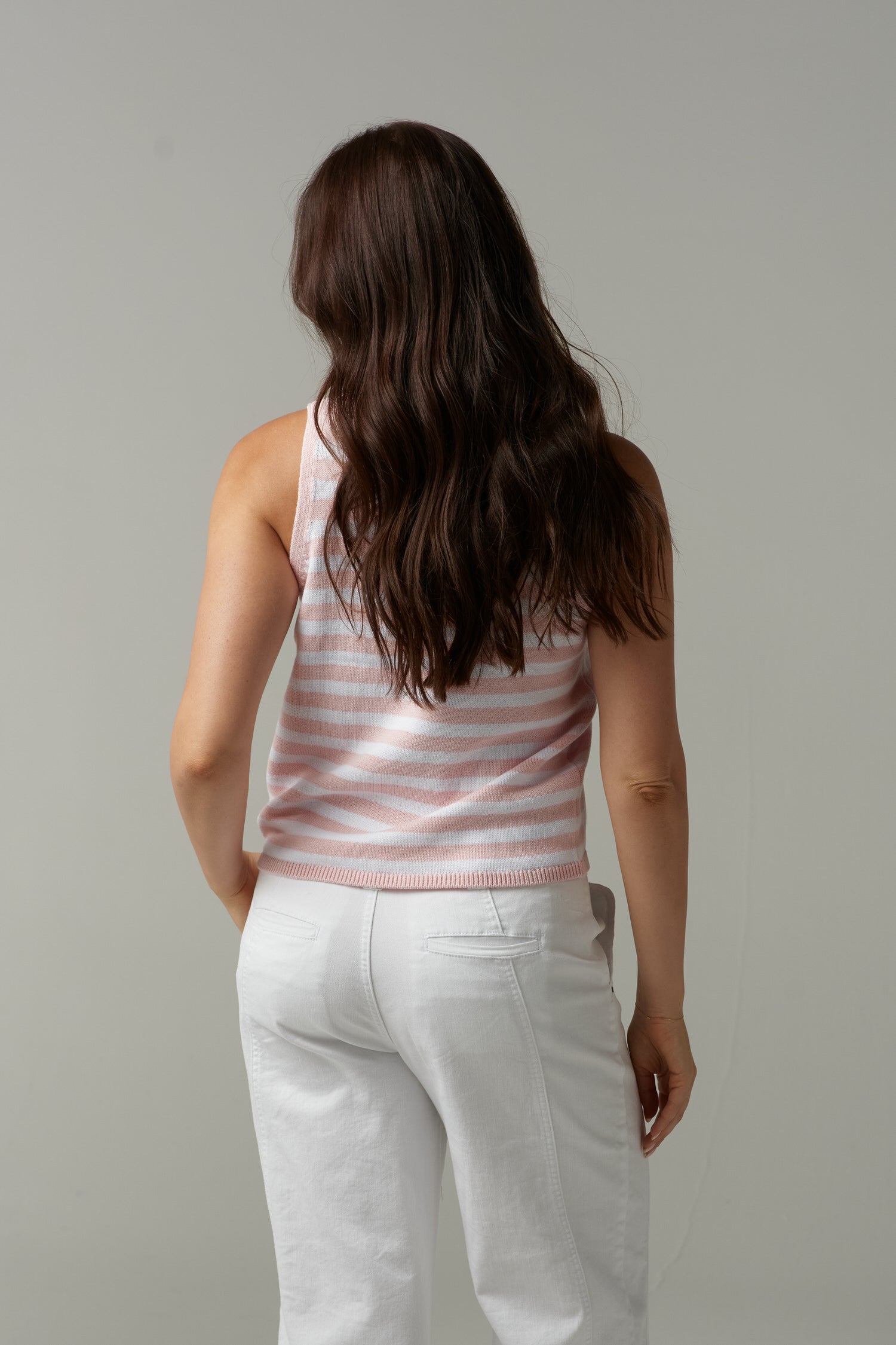 cloth+paper+scissors Knitwear River Stripe Knit Tank - Pink Touch/White