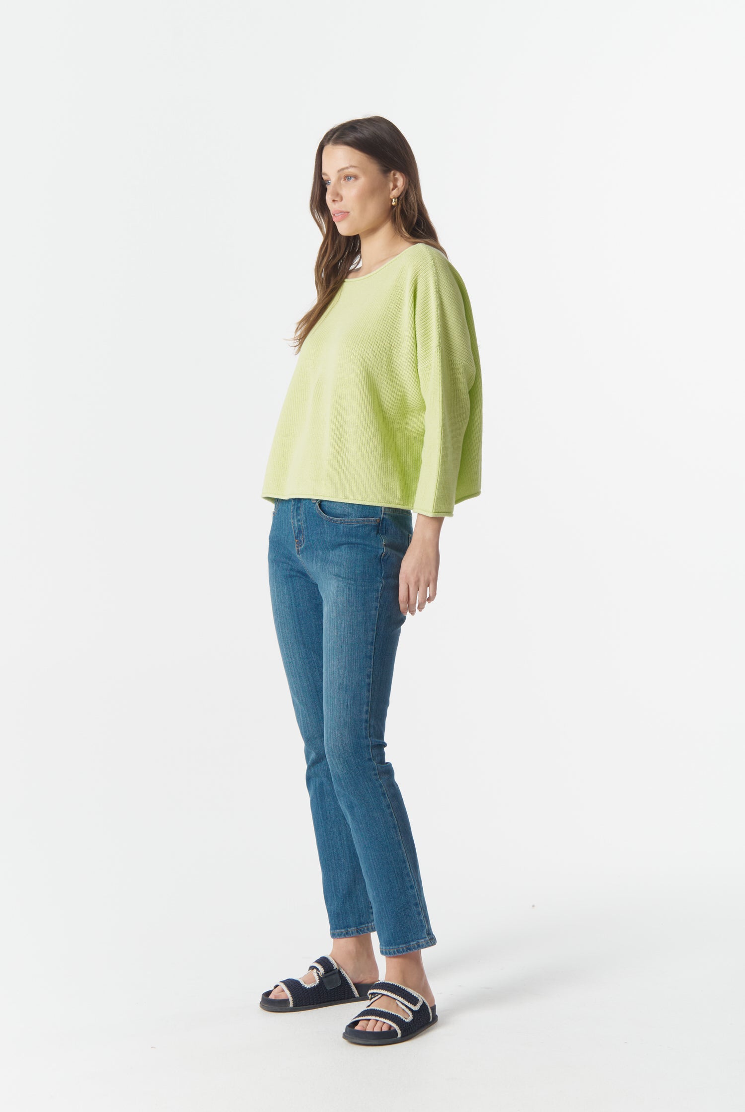 cloth+paper+scissors Knitwear Rib Cotton Boxy Jumper - Shadow Lime
