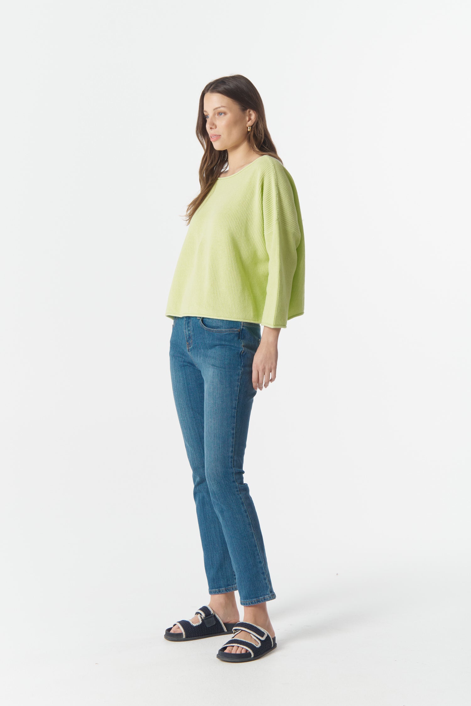 cloth+paper+scissors Knitwear Rib Cotton Boxy Jumper - Shadow Lime