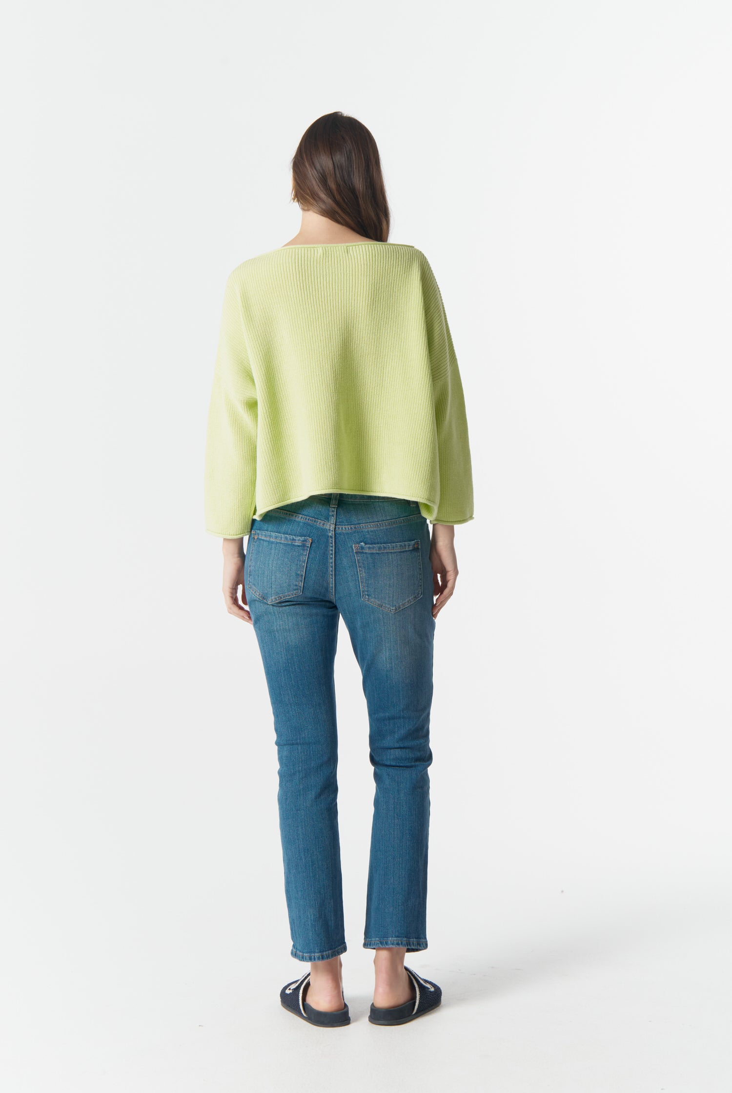 cloth+paper+scissors Knitwear Rib Cotton Boxy Jumper - Shadow Lime