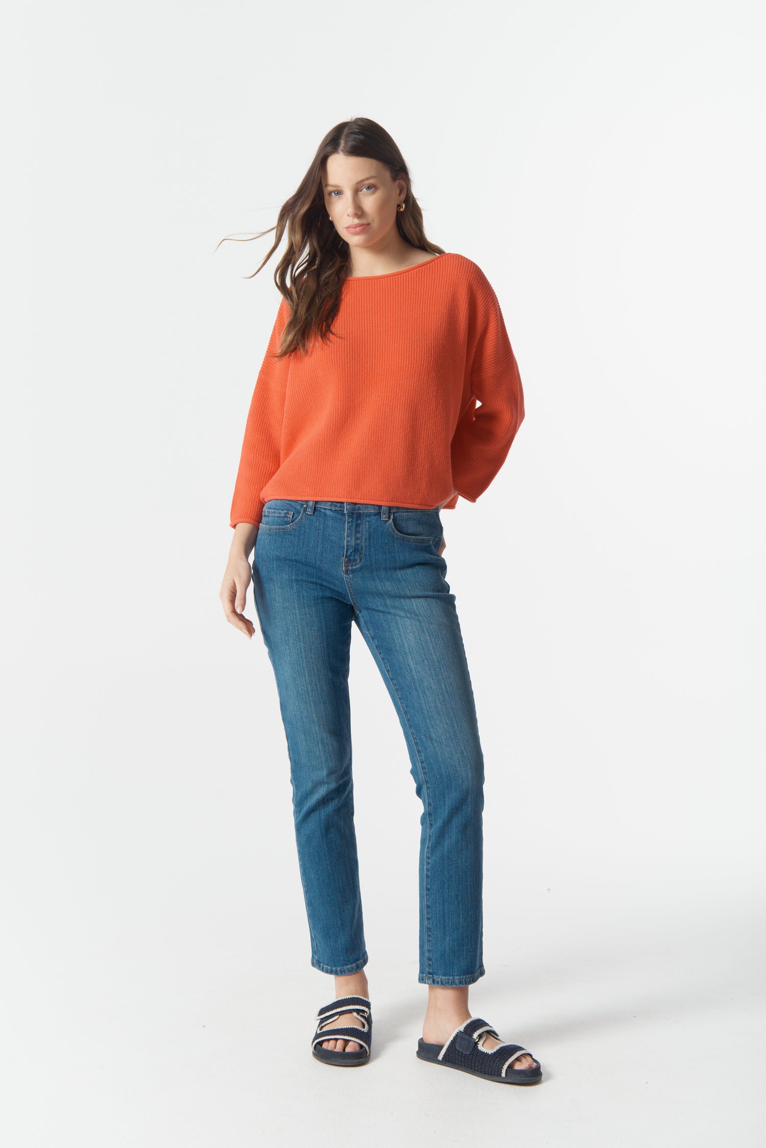 cloth+paper+scissors Knitwear Rib Cotton Boxy Jumper - Sunset