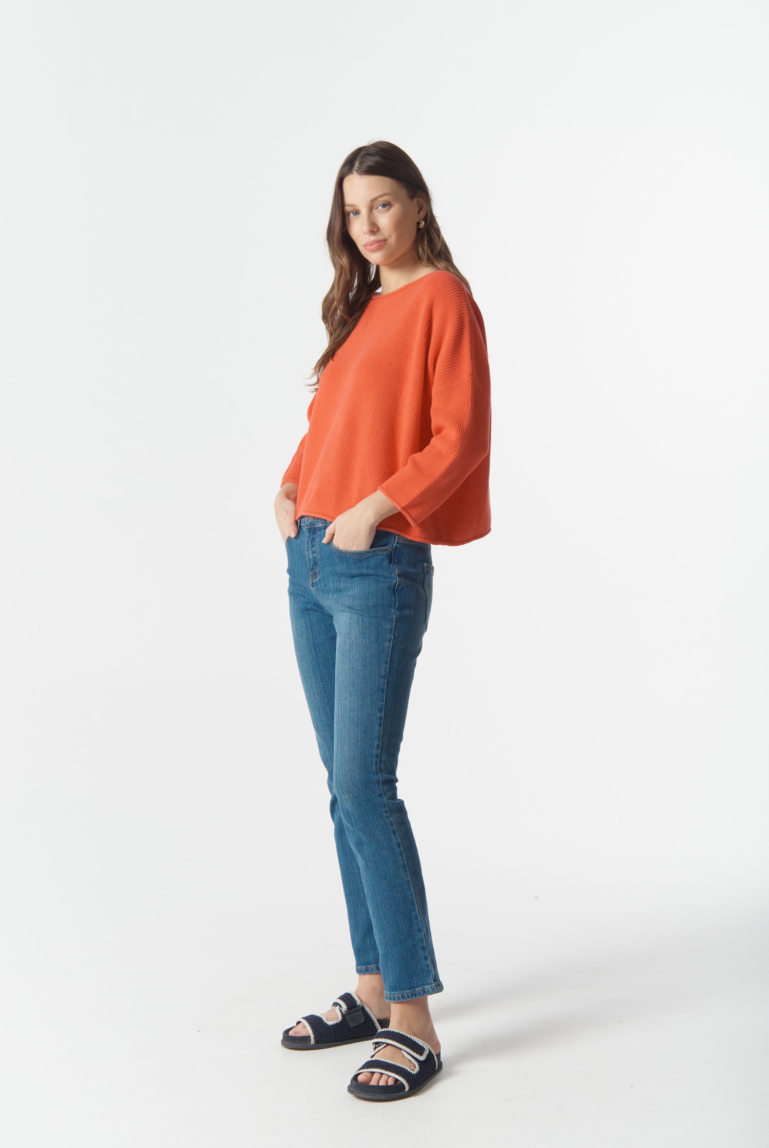 cloth+paper+scissors Knitwear Rib Cotton Boxy Jumper - Sunset