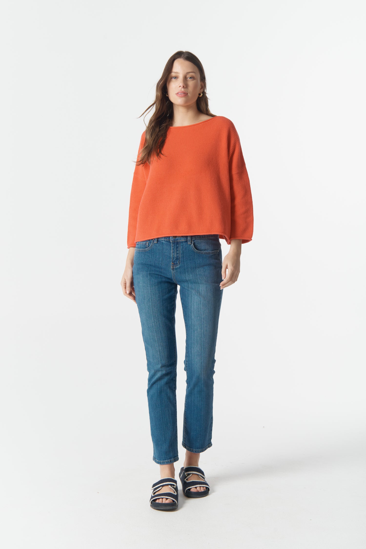 cloth+paper+scissors Knitwear Rib Cotton Boxy Jumper - Sunset
