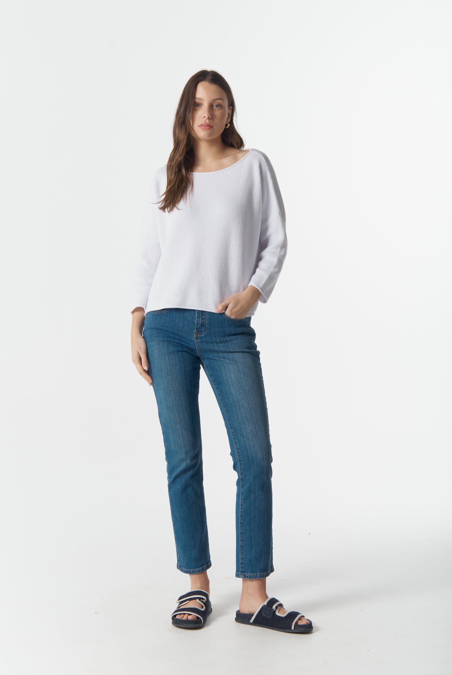 cloth+paper+scissors Knitwear Rib Cotton Boxy Jumper - White