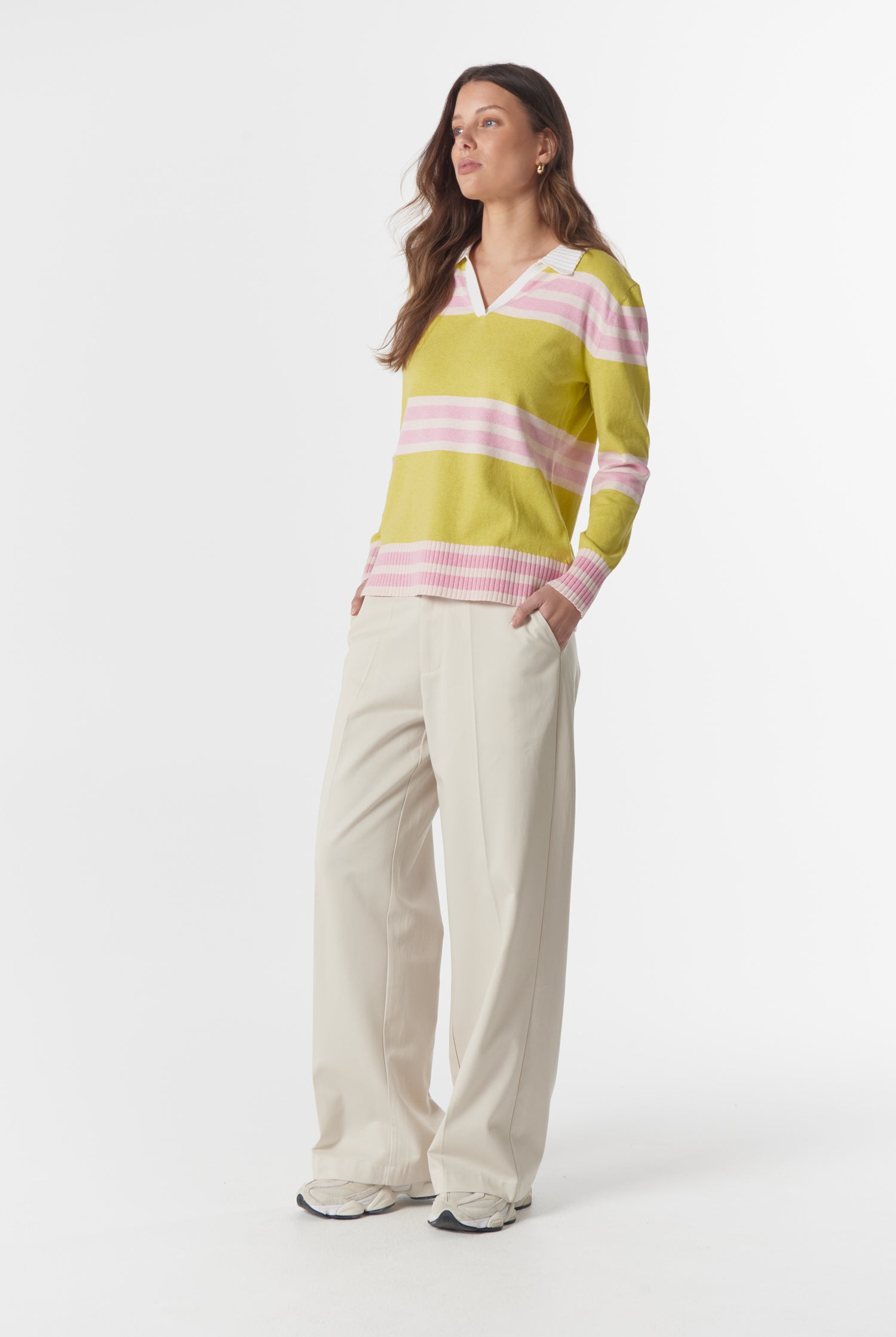 cloth+paper+scissors Knitwear Sun Chaser Polo Knit - Limonite