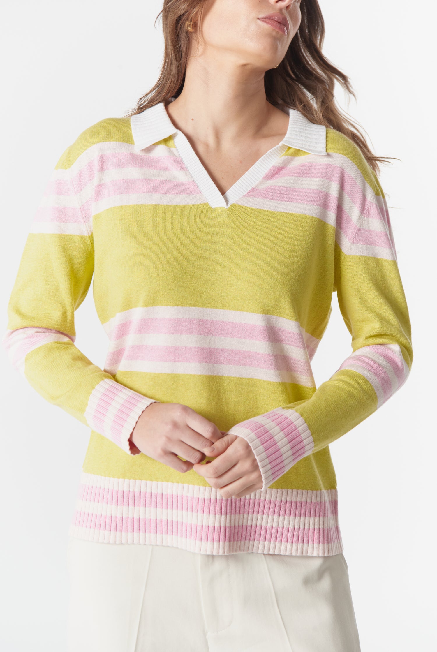cloth+paper+scissors Knitwear Sun Chaser Polo Knit - Limonite