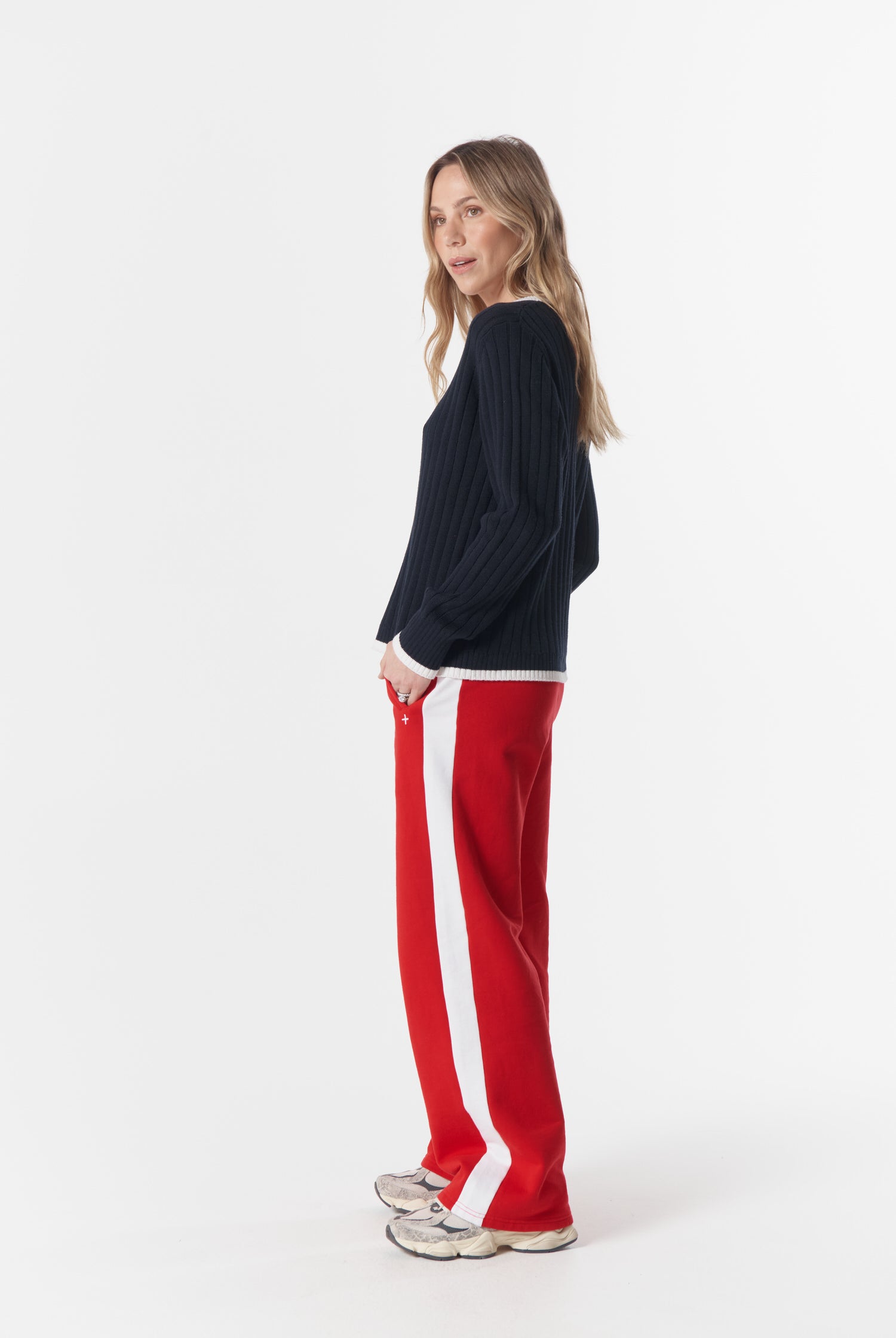 cloth+paper+scissors Knitwear Glow V Neck Knit - Parisian Navy