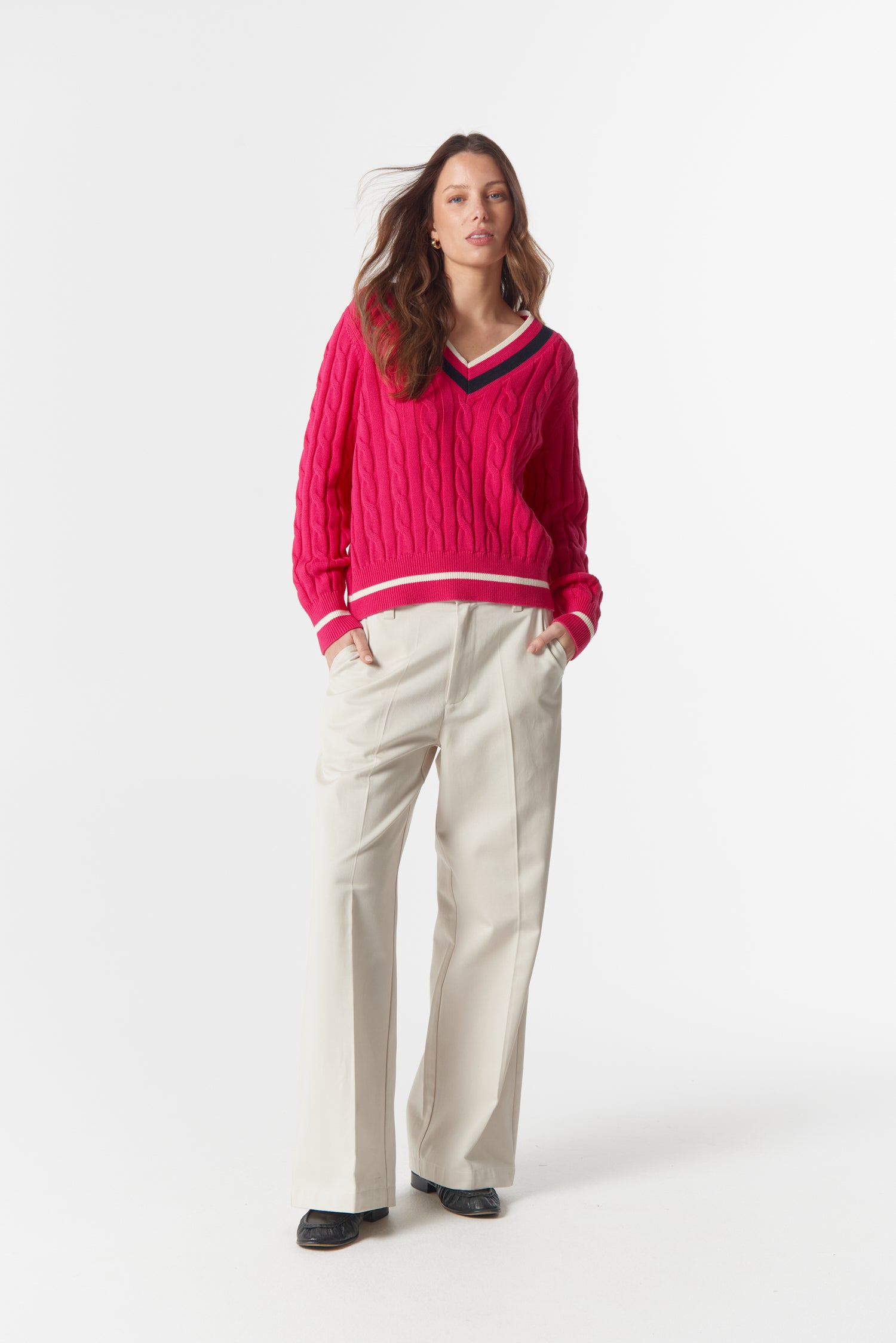 cloth+paper+scissors Knitwear Cheeky Deep V Knit - Flamboyant
