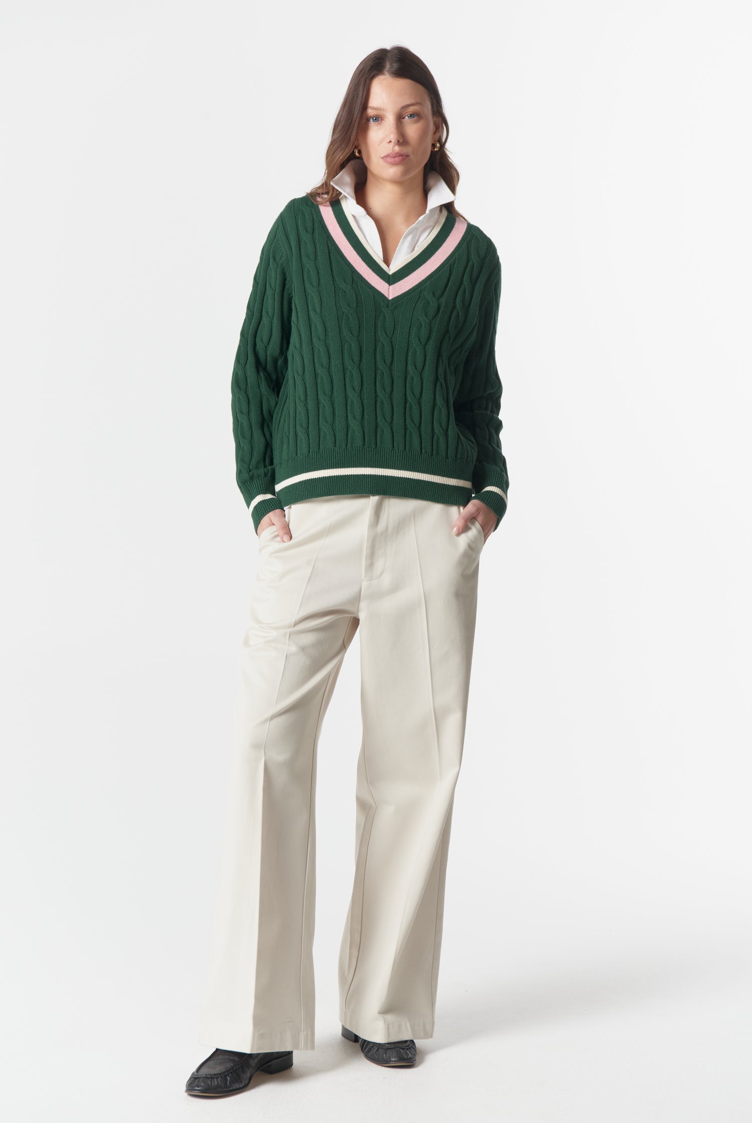 cloth+paper+scissors Knitwear Cheeky Deep V Knit - Lush Green