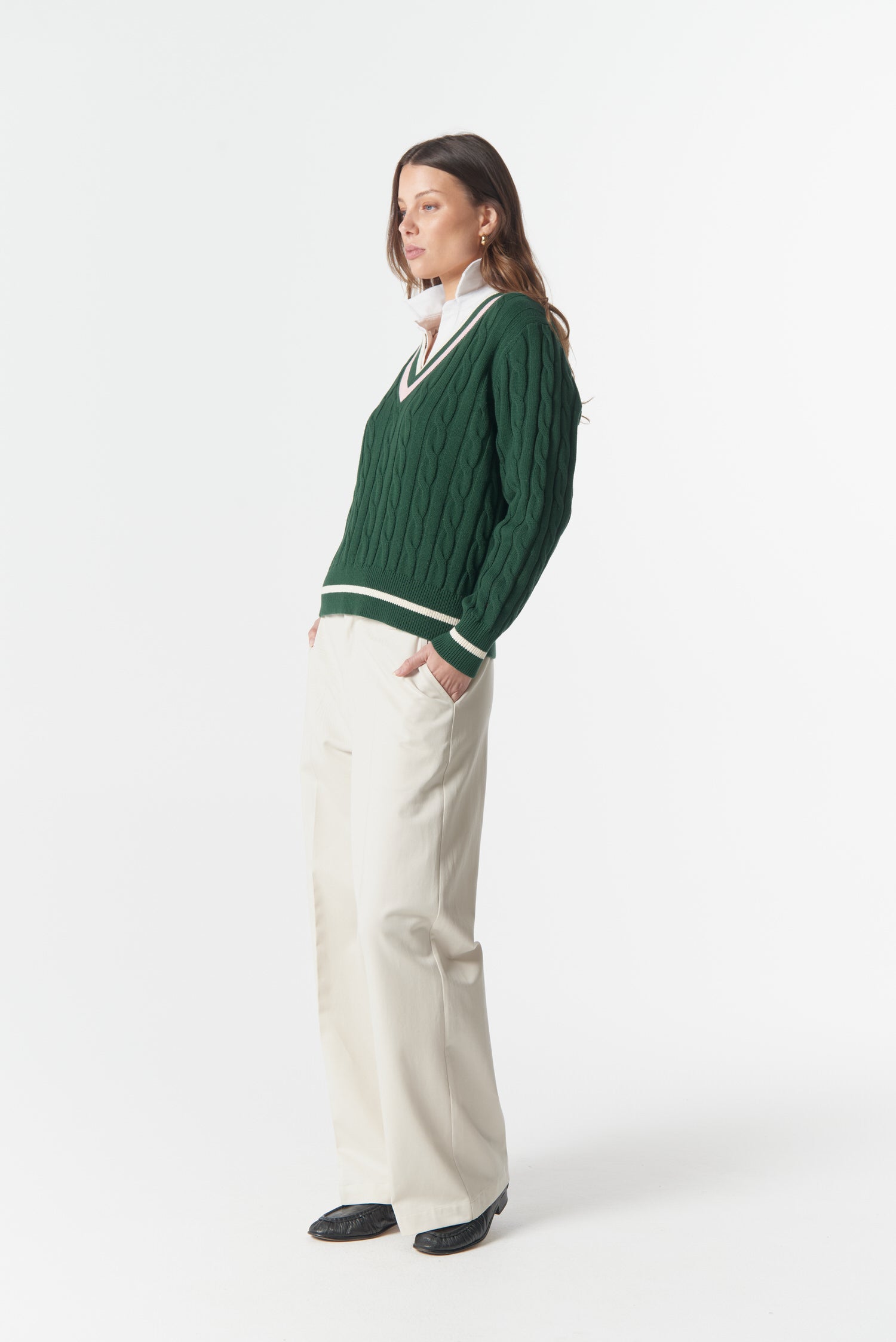 cloth+paper+scissors Knitwear Cheeky Deep V Knit - Lush Green