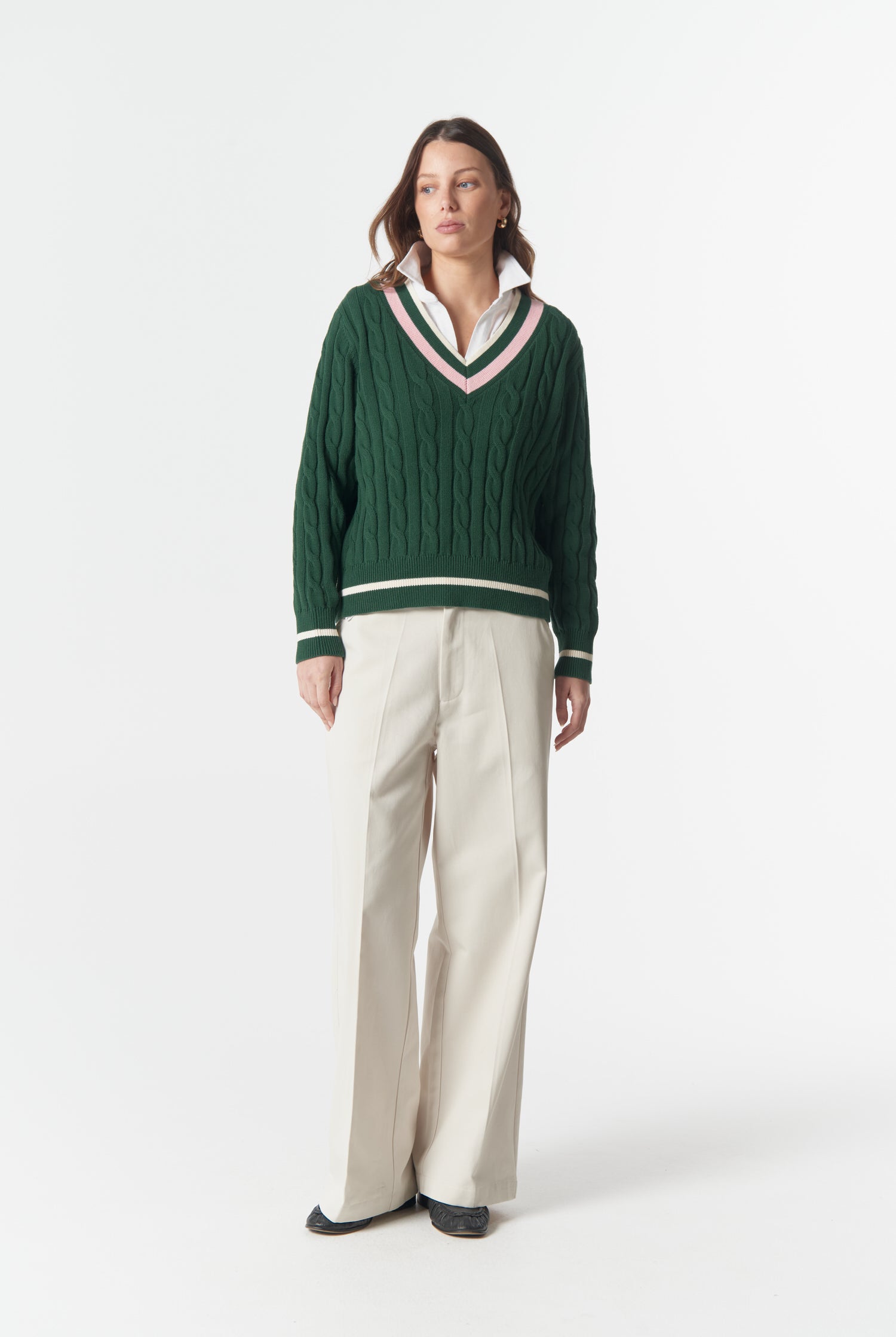 cloth+paper+scissors Knitwear Cheeky Deep V Knit - Lush Green