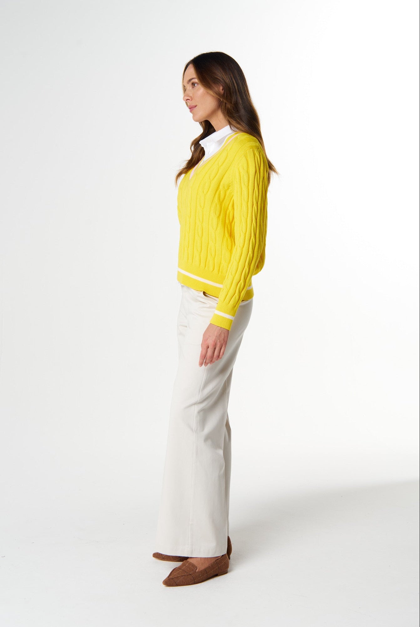 cloth+paper+scissors Knitwear Cheeky Deep V Knit - Limonite