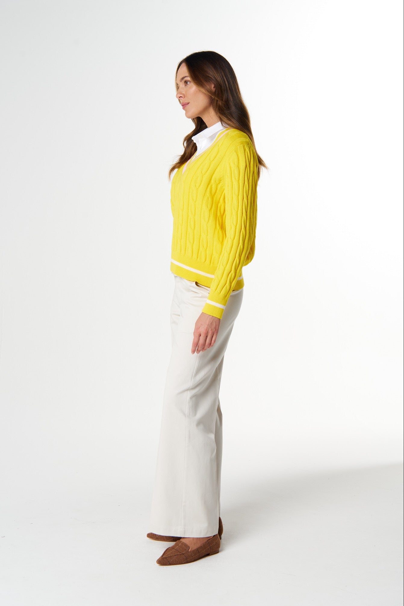 cloth+paper+scissors Knitwear Cheeky Deep V Knit - Limonite