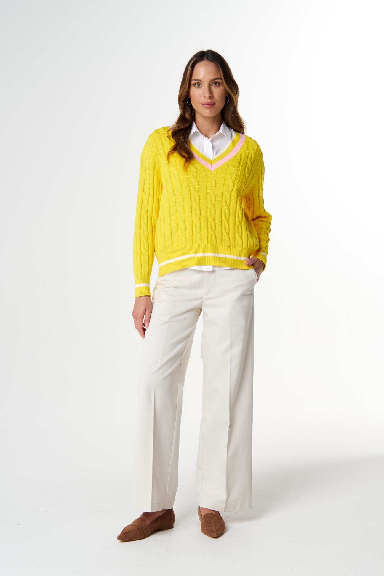 cloth+paper+scissors Knitwear Cheeky Deep V Knit - Limonite