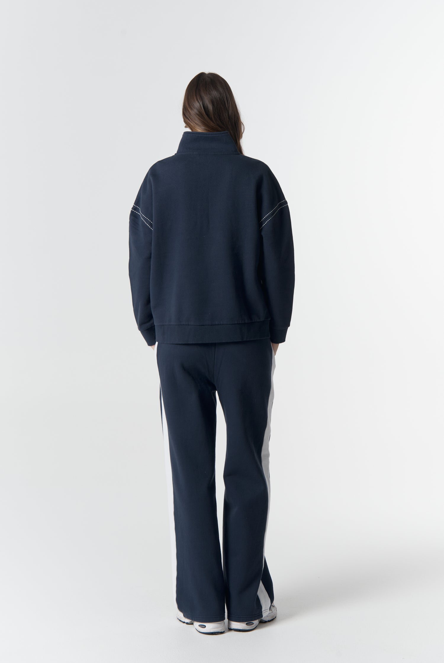 cloth+paper+scissors Rugbys Off Track ½ Zip Sweater - Parisian Navy/White