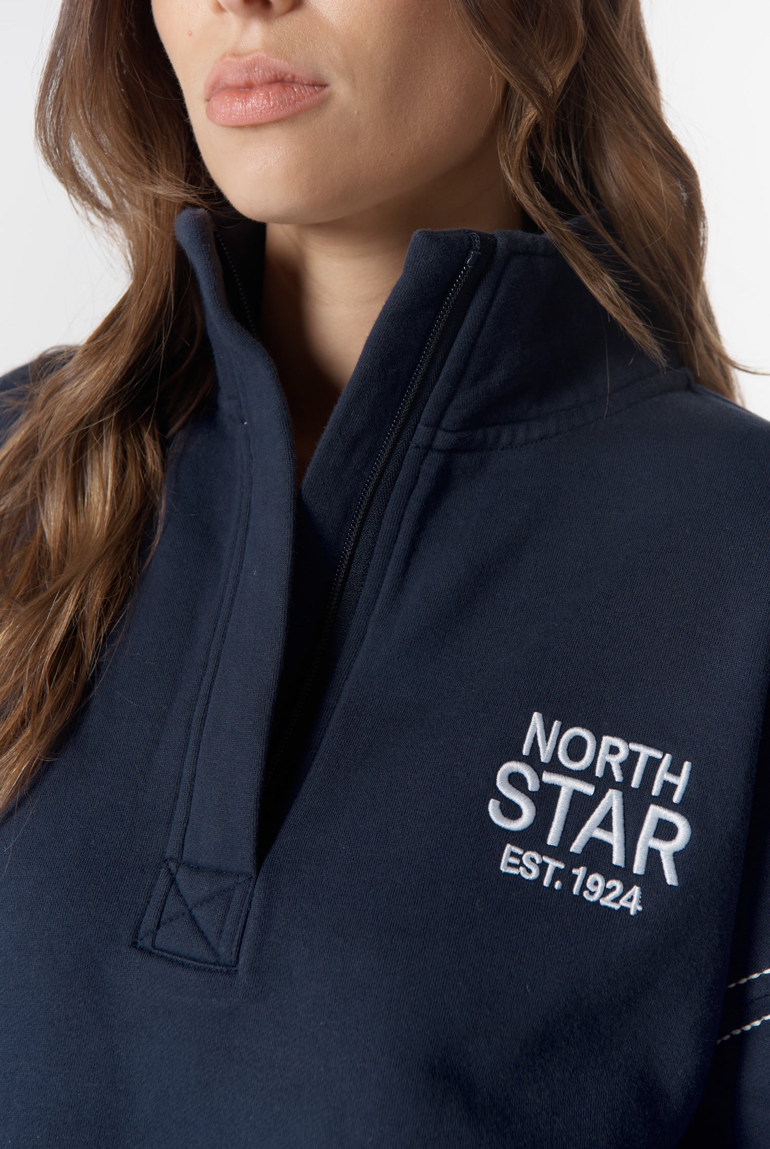 cloth+paper+scissors Rugbys Off Track ½ Zip Sweater - Parisian Navy/White