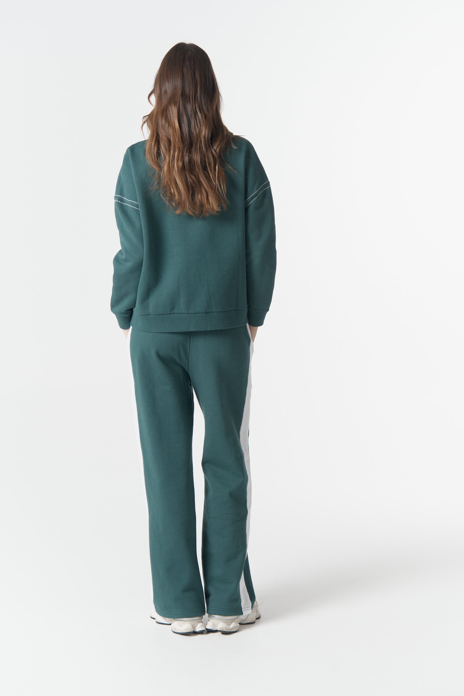 cloth+paper+scissors Rugbys Off Track ½ Zip Sweater - Rainforest/White