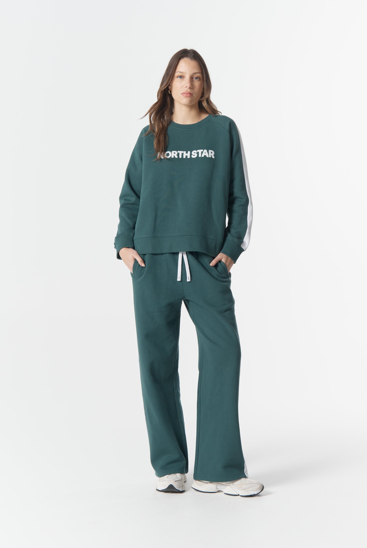 cloth+paper+scissors Rugbys Tracker North Star Sweater - Rainforest/White