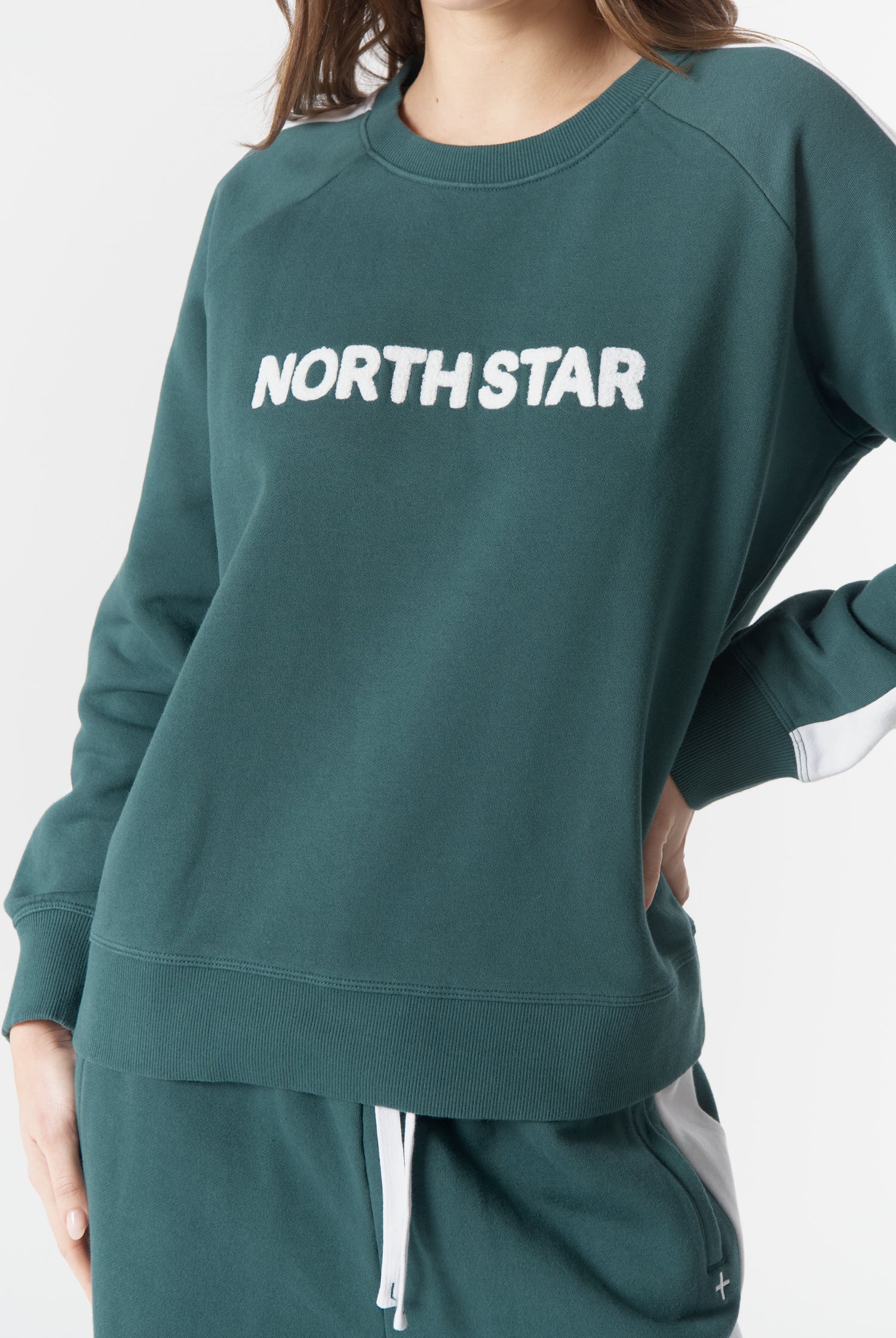 cloth+paper+scissors Rugbys Tracker North Star Sweater - Rainforest/White