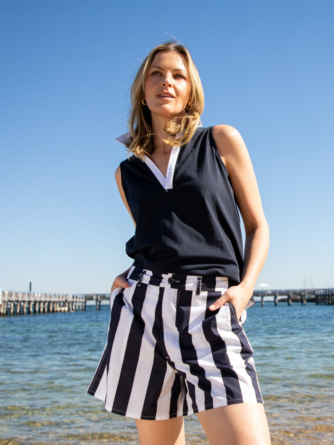 Goondiwindi Cotton Bottoms Deck Cotton Shorts - Hayman Stripe