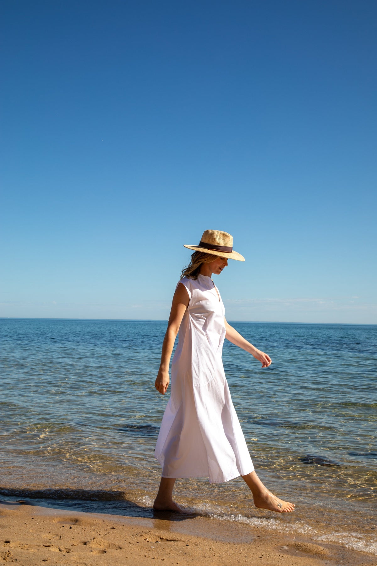 Goondiwindi Cotton Dresses Shell Cotton Cap Sleeve Dress - White