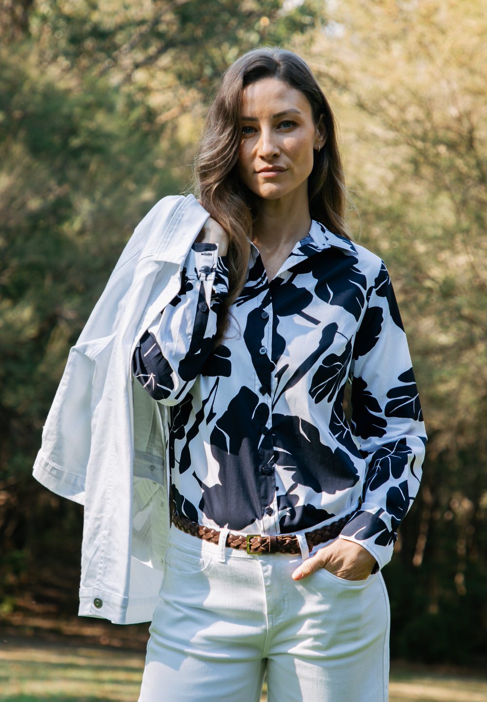 Goondiwindi Cotton Blouses Cotton Classic Shirt - Block Leaf