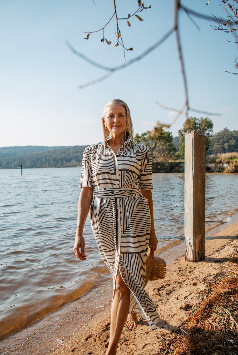 Float Linen Cotton Maxi Shirt Dress - Large Square by Goondiwindi Cotton. Timeless women’s fashion using natural fibres and classic shapes