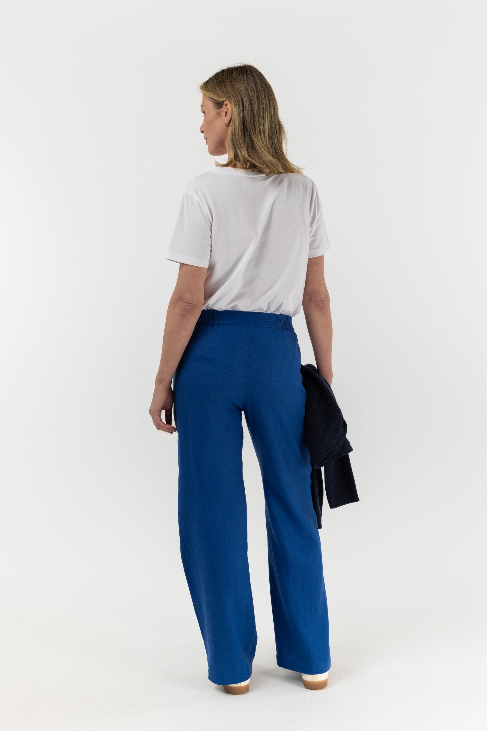 Straight Leg Flat Front Linen Pant - Opal Blue by Goondiwindi Cotton. Timeless women’s fashion using natural fibres and classic shapes