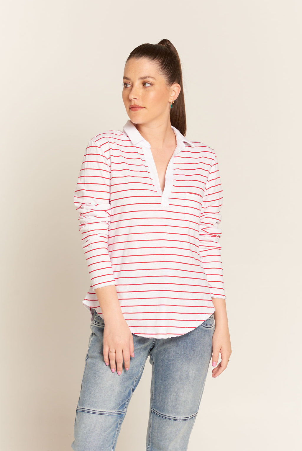 cloth+paper+scissors Polos Erin Polo - White / Red