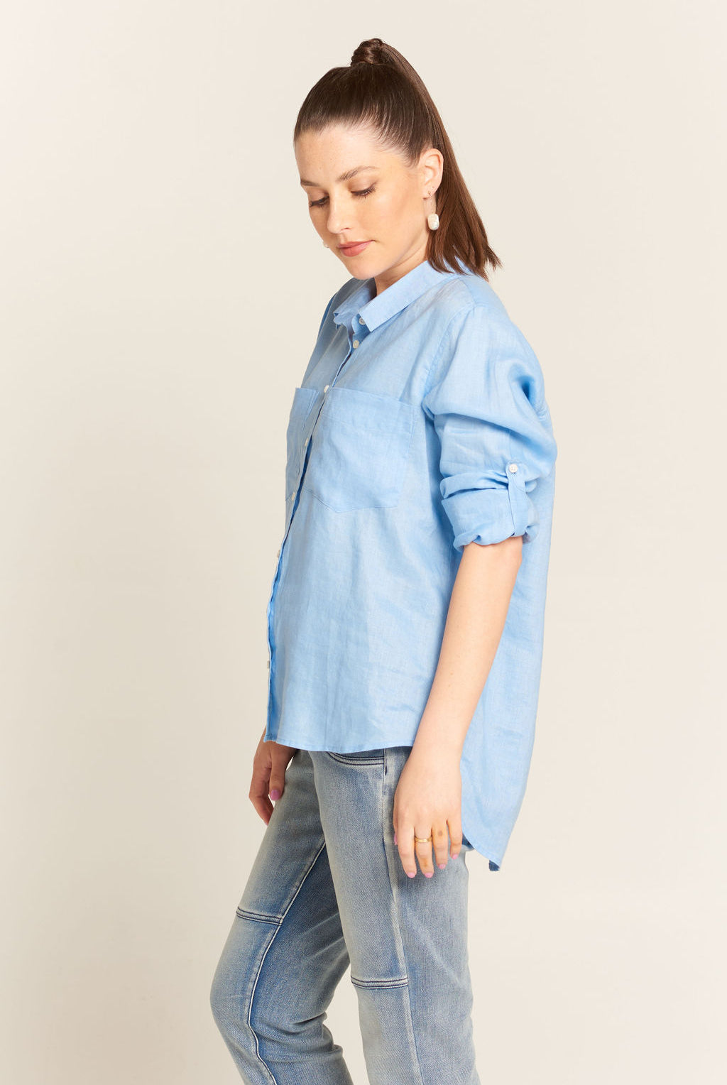 Linen Long Sleeve Pocket Shirt - Jacaranda by cloth+paper+scissors. Timeless women’s fashion using natural fibres and classic shapes