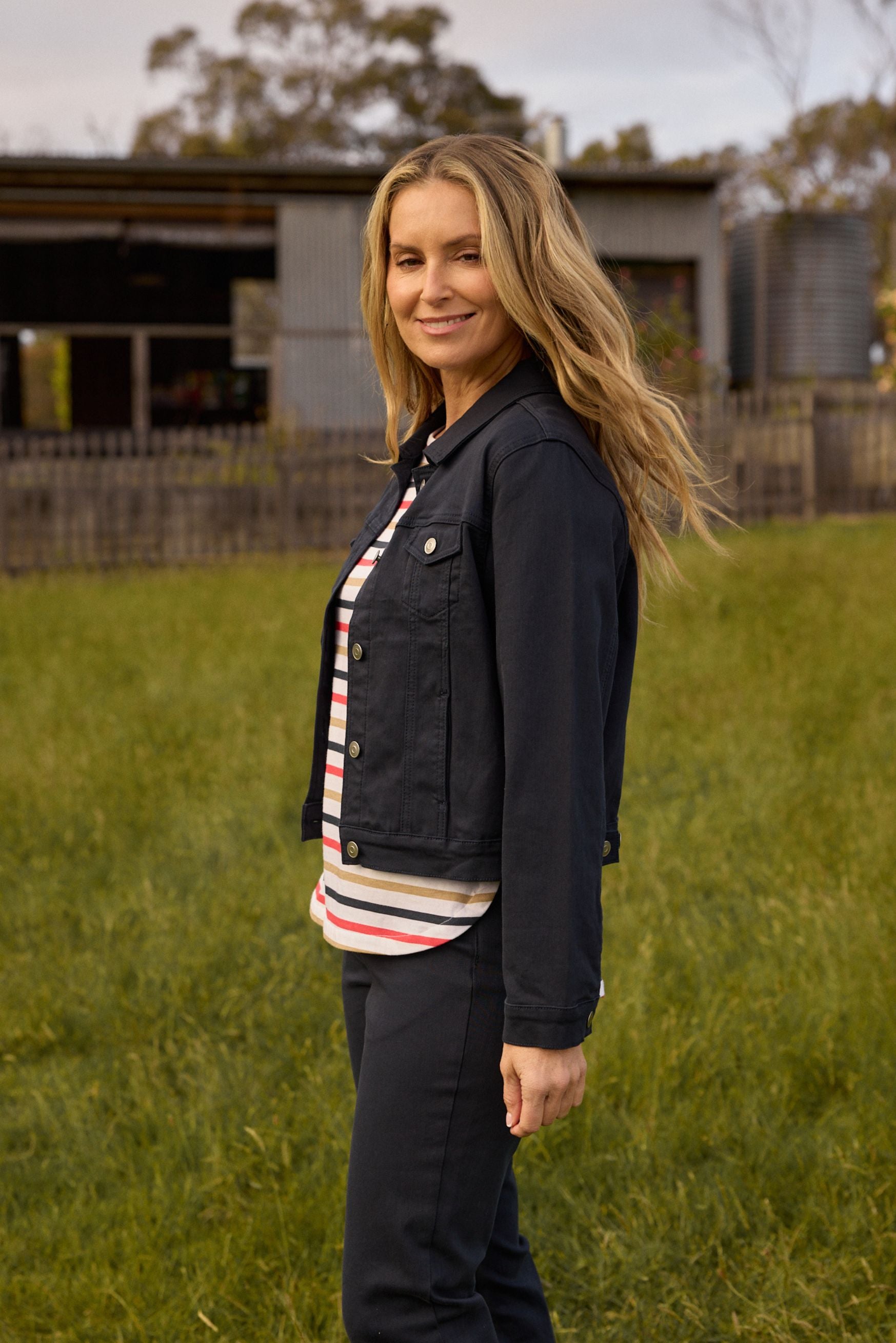 Ray Denim Jacket - Dark Navy by Goondiwindi Cotton. Timeless women’s fashion using natural fibres and classic shapes