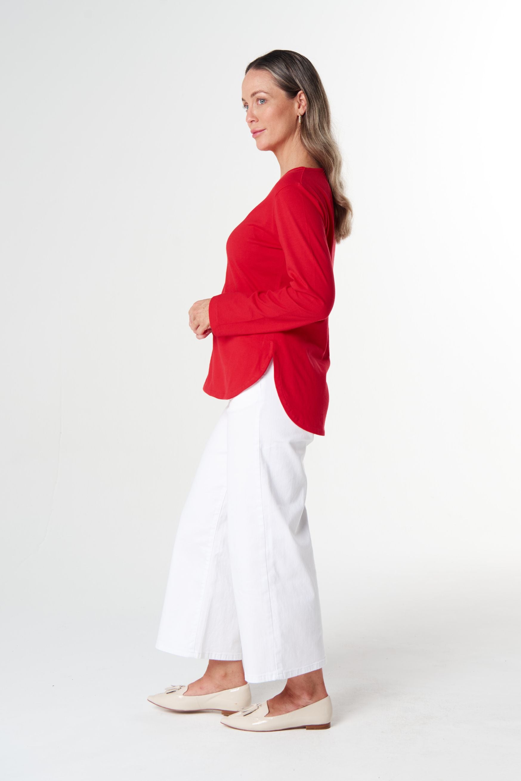 Our Classic Jersey Tee - Poinsettia by Goondiwindi Cotton. Timeless women’s fashion using natural fibres and classic shapes