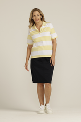 Cotton Striped Classic Fit Polo Shirt Yellow/White