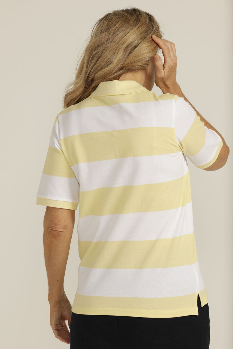 Cotton Striped Classic Fit Polo Shirt Yellow/White
