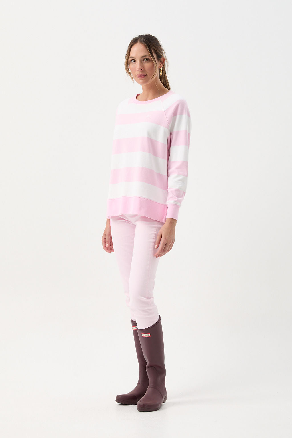 Stripe Sweater - Pink/White by Goondiwindi Cotton. Timeless women’s fashion using natural fibres and classic shapes