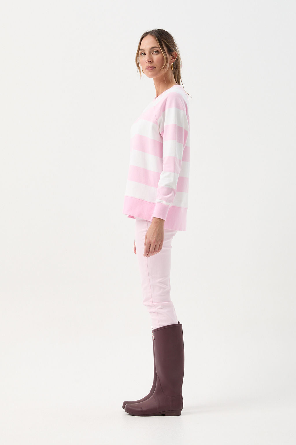 Stripe Sweater - Pink/White by Goondiwindi Cotton. Timeless women’s fashion using natural fibres and classic shapes