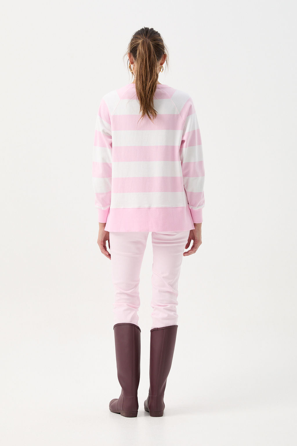 Stripe Sweater - Pink/White by Goondiwindi Cotton. Timeless women’s fashion using natural fibres and classic shapes