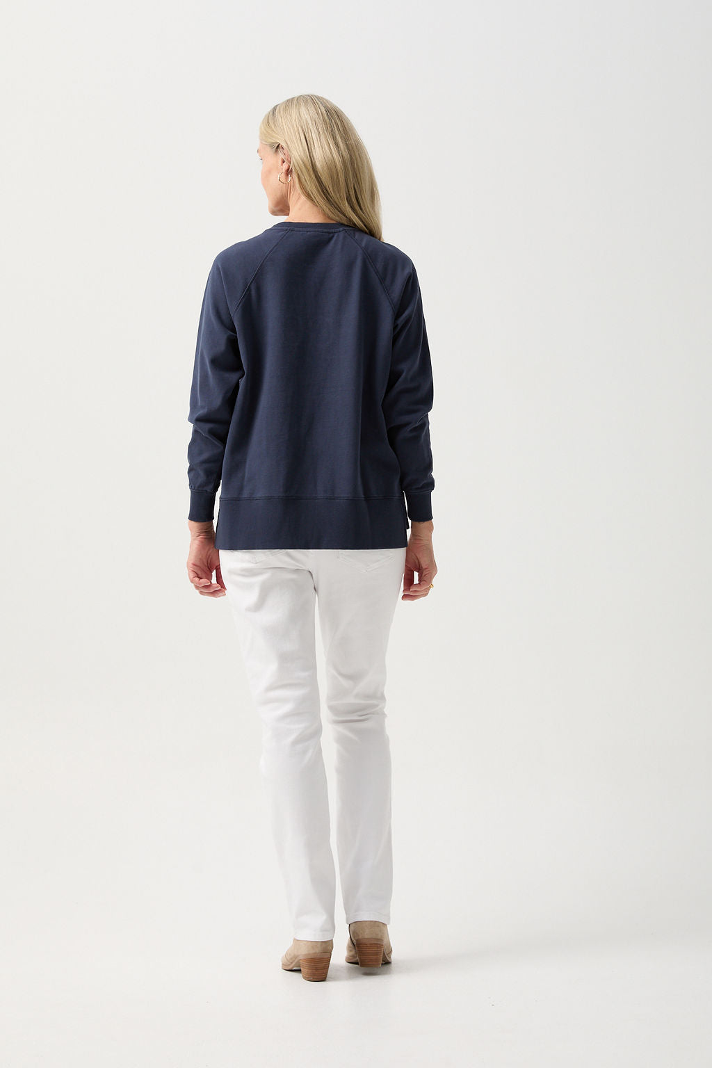 GC Logo Sweater - Dark Navy by Goondiwindi Cotton. Timeless women’s fashion using natural fibres and classic shapes