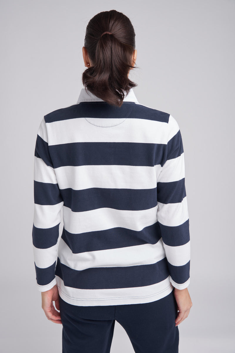 Stripe Collared Rugby Navy/White