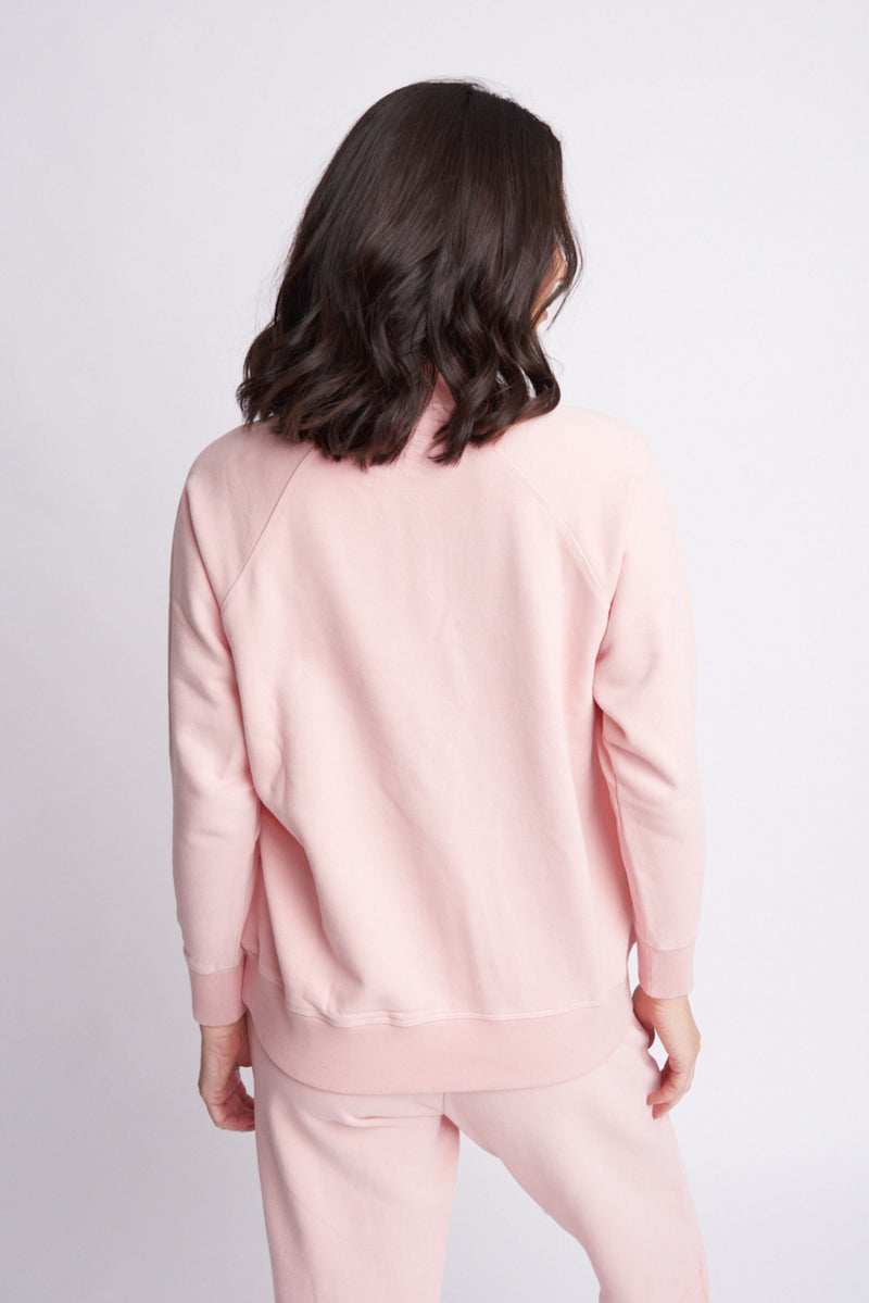 Raglan High Neck Sweater With Pockets Pale Pink