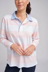 Relaxed Fit Stripe Rugby White/Ballet Pink