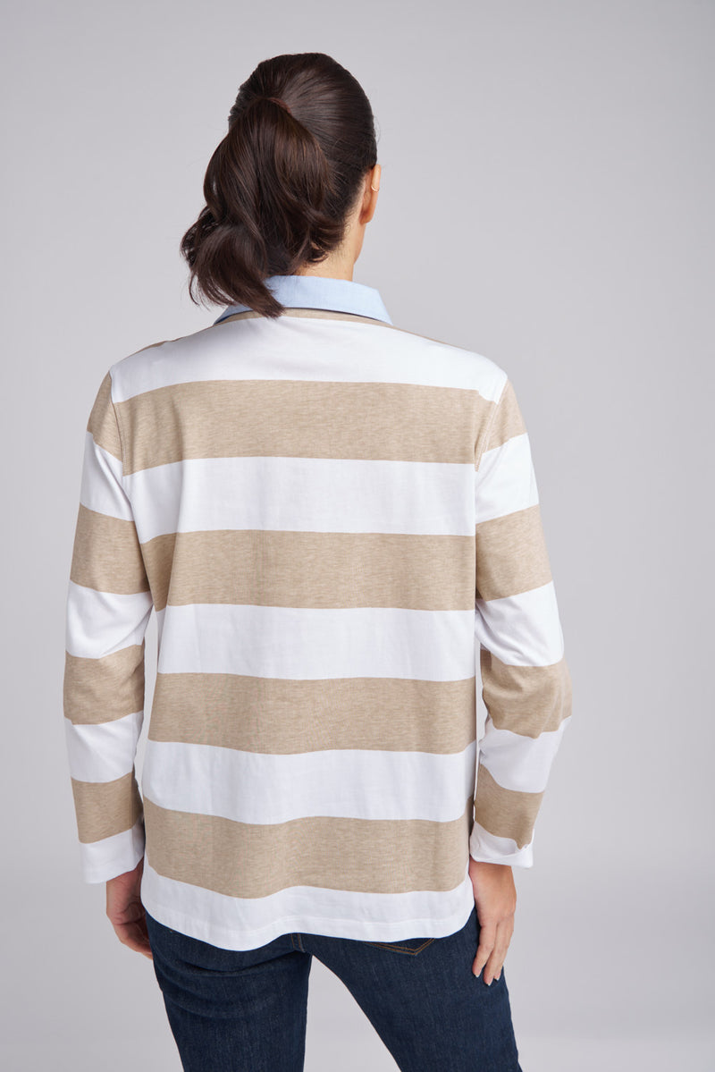 Relaxed Fit Stripe Rugby White/Hummus