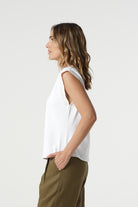 Dawn Cotton Muscle Tee - White by Goondiwindi Cotton. Timeless women’s fashion using natural fibres and classic shapes