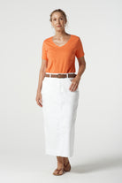 Goondiwindi Cotton Tees Heat Cotton V Neck Tee With Studs - Sunset