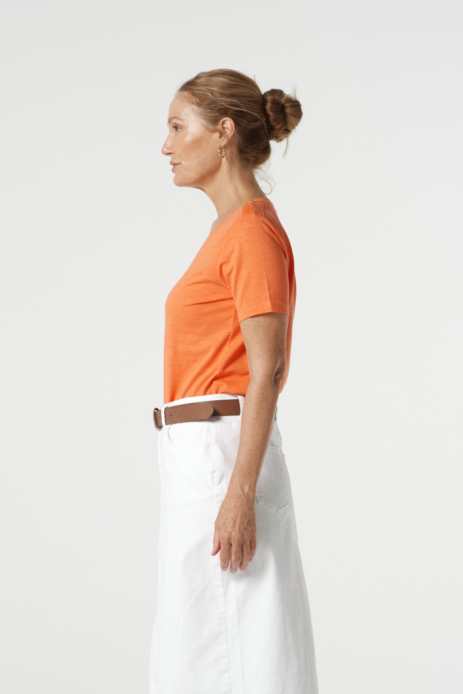 Goondiwindi Cotton Tees Heat Cotton V Neck Tee With Studs - Sunset
