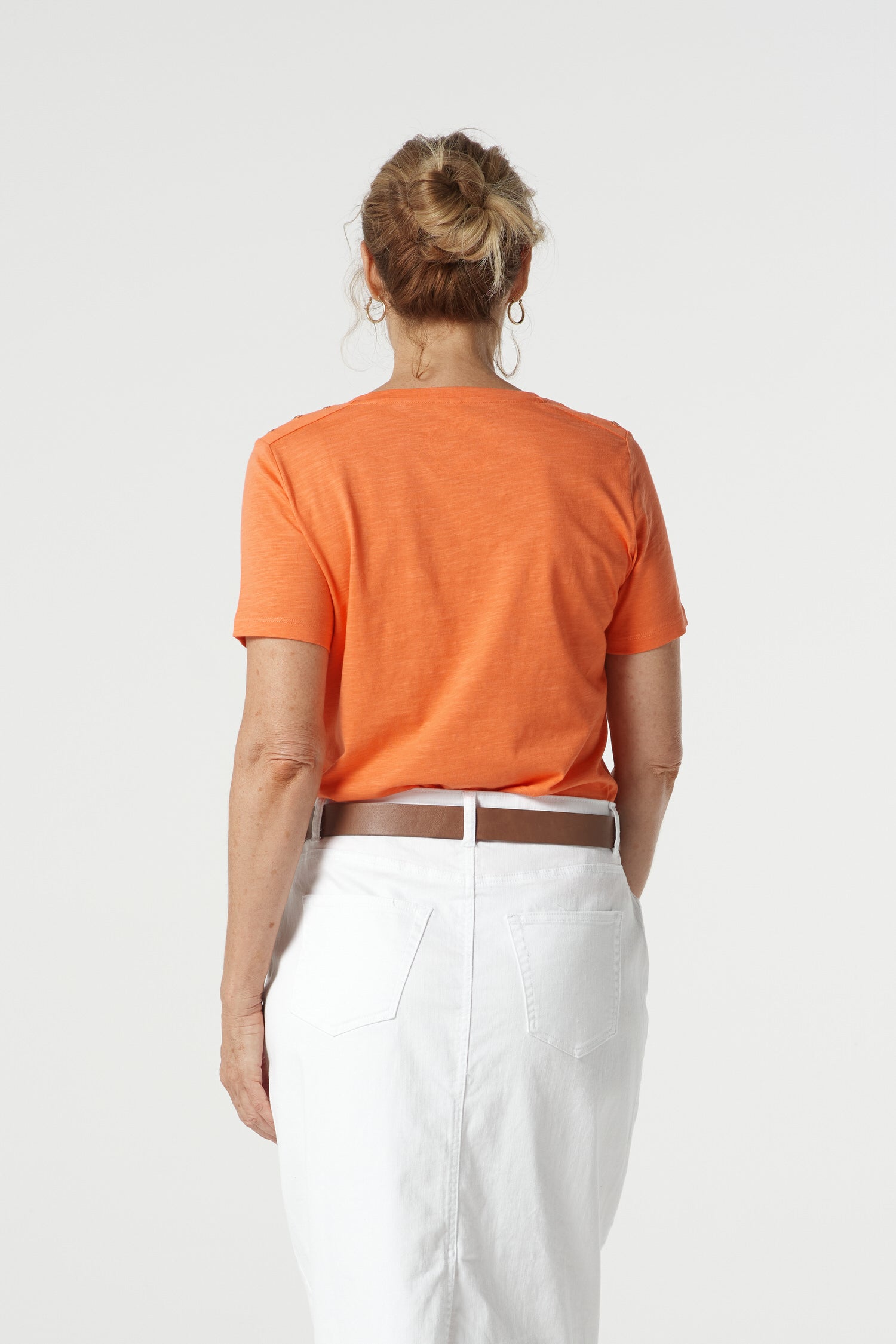 Goondiwindi Cotton Tees Heat Cotton V Neck Tee With Studs - Sunset