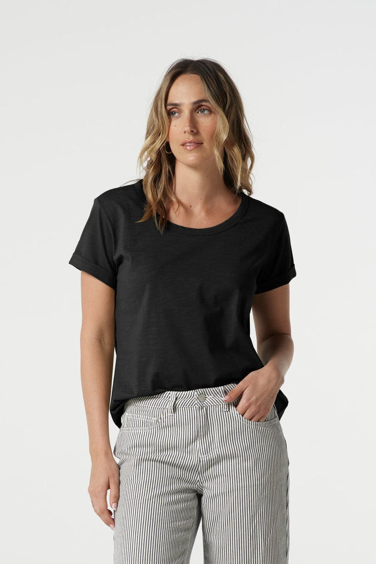 Goondiwindi Cotton Tees Everyday Cotton Roll Cuff Tee - Black