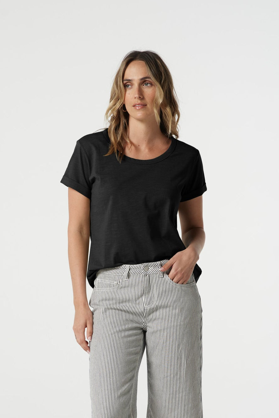 Goondiwindi Cotton Tees Everyday Cotton Roll Cuff Tee - Black