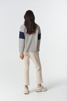 Goondiwindi Cotton Rugbys GC Logo Stripe Cotton Sweater - Birch/Dark Navy